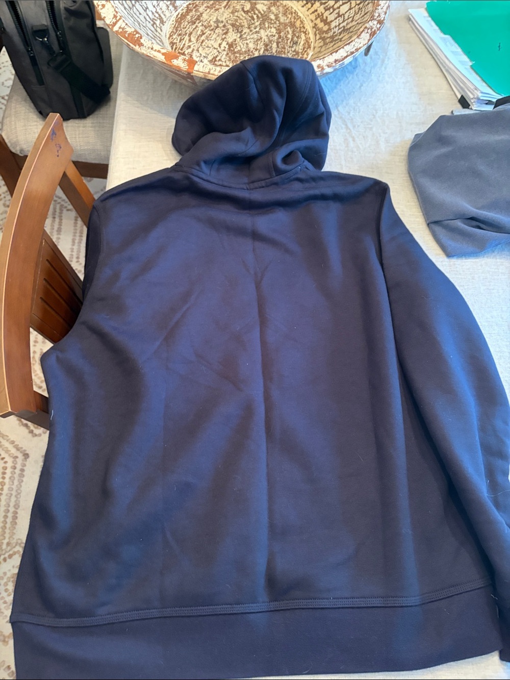 Nike Navy Blue Pullover Hoodie with White Logo - Picture 3 of 3